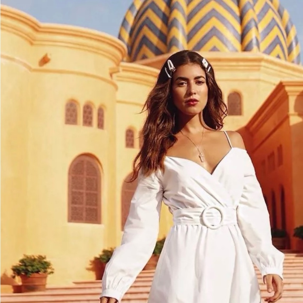 superdown Revolve Women's Leia Off Shoulder Dress in White Size Medium Boho